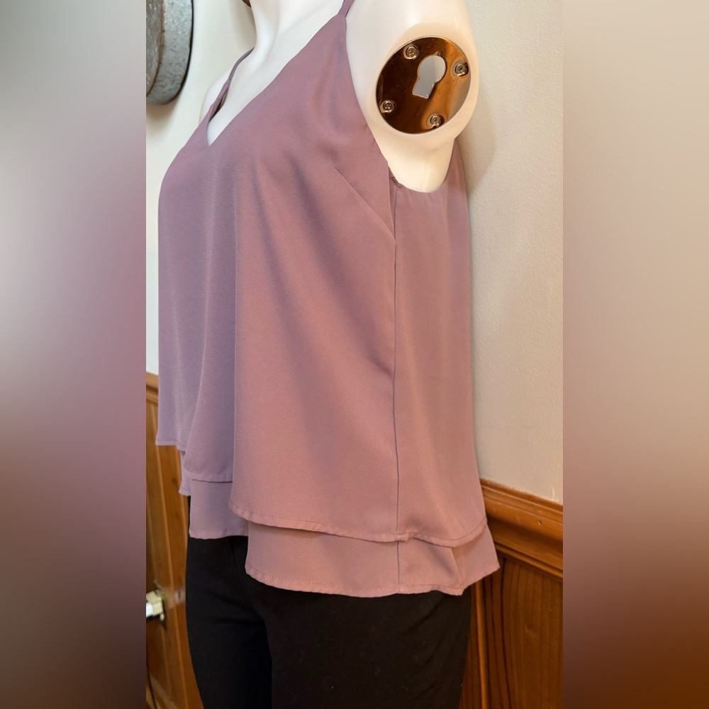 Charlotte Russe so S lined Dusty Pink/ Light purple Camisole Top, zip on back - Picture 2 of 8